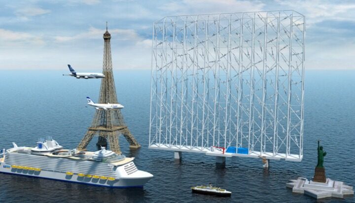 Comparison of height between an offshore floating unit and the Eiffel